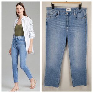 Paige Cindy Jeans Distressed Raw Hem Crop High Rise Lovesong Blue Size 32
